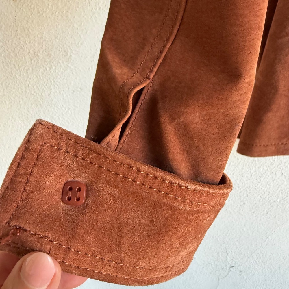 Vintage Suede Leather Jacket 90s Western Boho Rust Cognac Bernardo Womens M - Picture 3 of 11